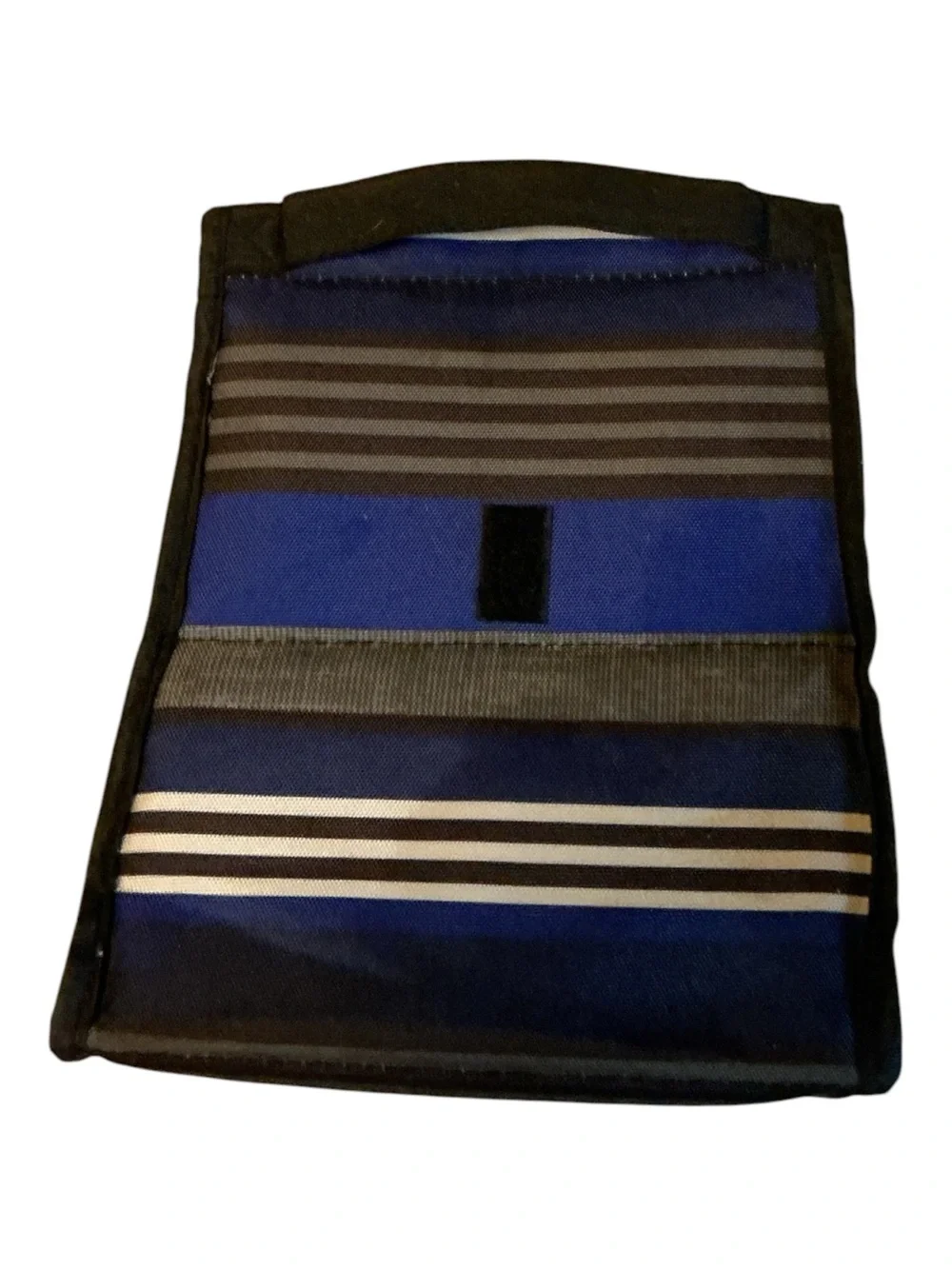 Blue and Black Striped Insulated Lunch Bag